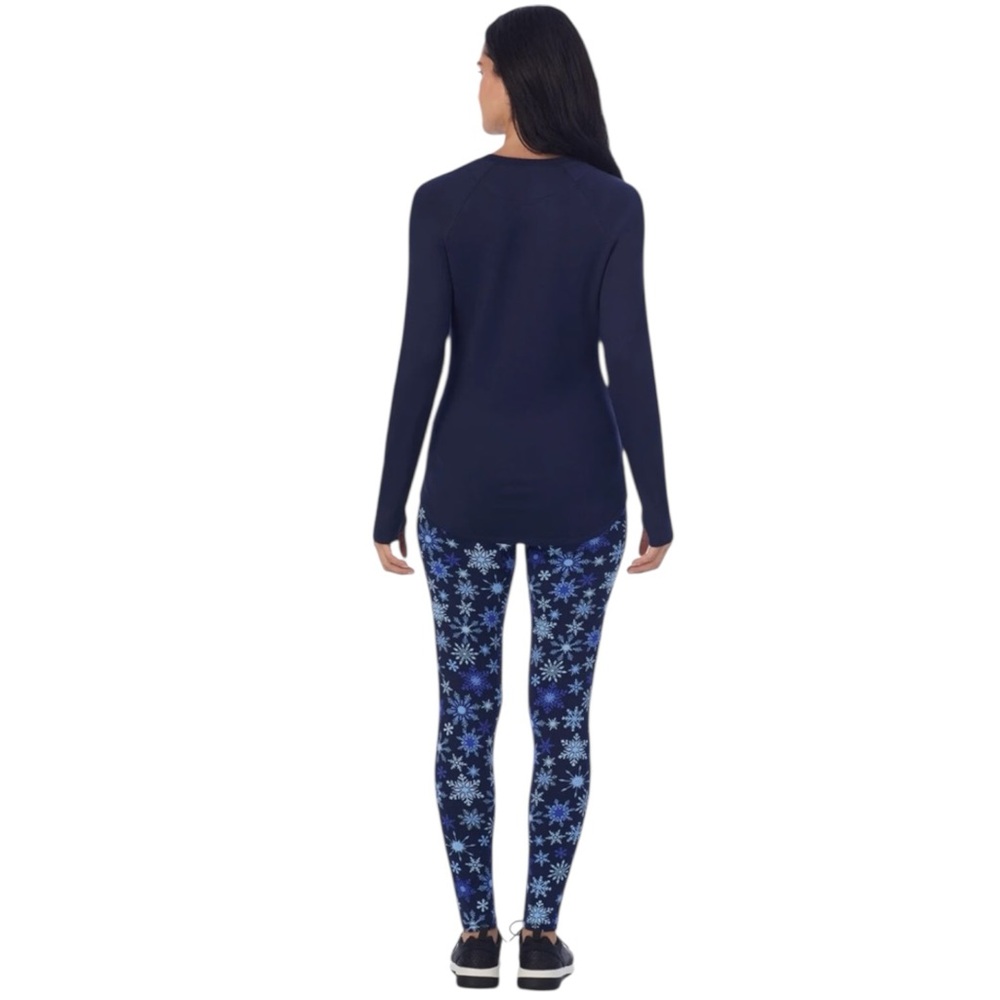 CUDDL DUDS Navy Long Sleeve Top with Blue Snowflake Leggings Base Layer Size XL - Picture 3 of 11